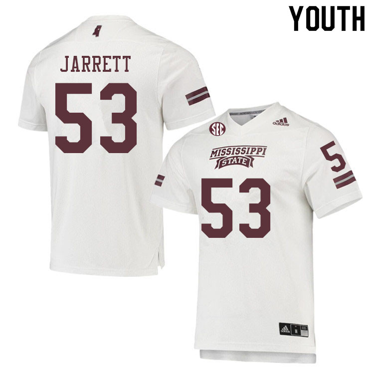 Youth #53 Nick Jarrett Mississippi State Bulldogs College Football Jerseys Sale-White - Click Image to Close